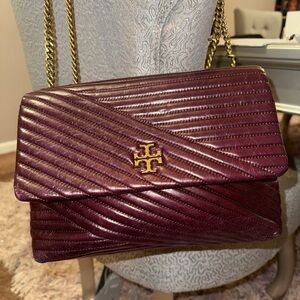 Tory Burch Burgundy Quilted Crossbody Bag